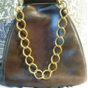 Brown leather bag Vintage 50s